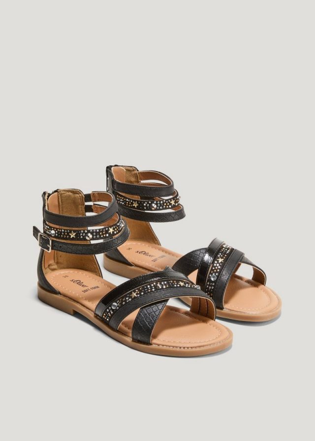 Riemchen-Sandalen mit Schmucksteinen