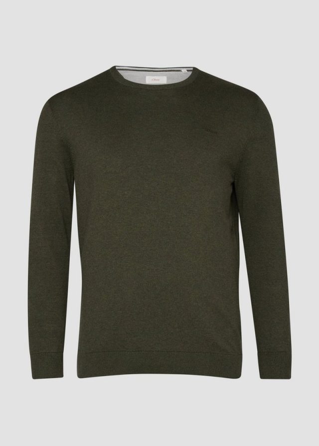 Baumwollpullover mit Logo-Stickerei