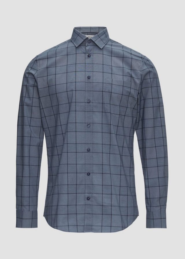 Tailored Fit: Kariertes Hemd aus Baumwollstretch