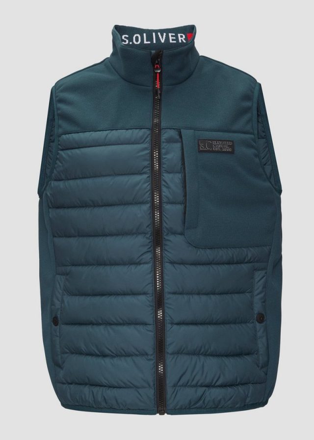 Pufferweste im Fabricmix mit Kontrast-Details