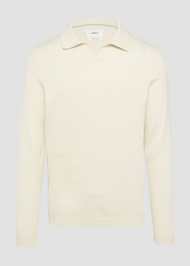 Strickpullover mit Polokragen und Seide
