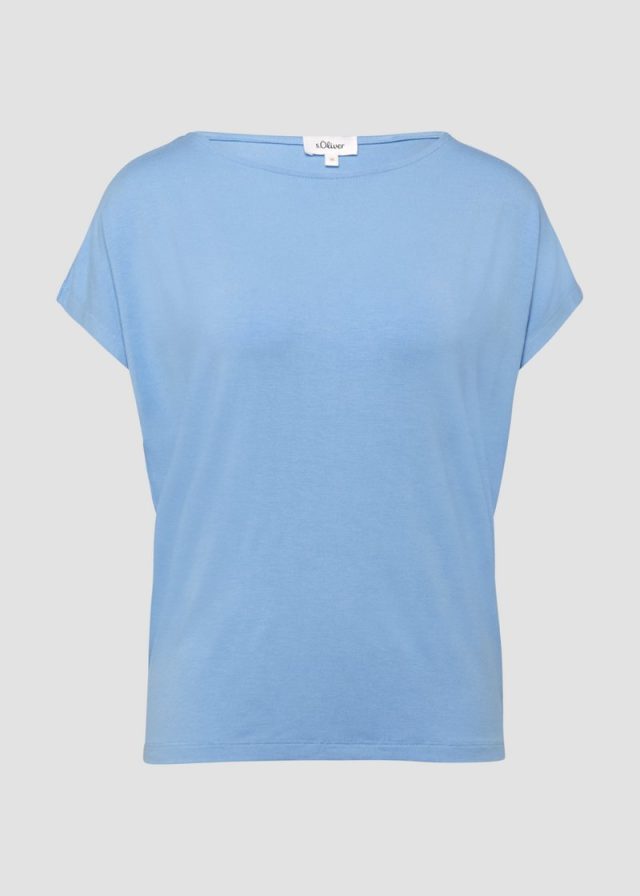 Fließendes Jersey-Shirt mit überschnittenen Schultern