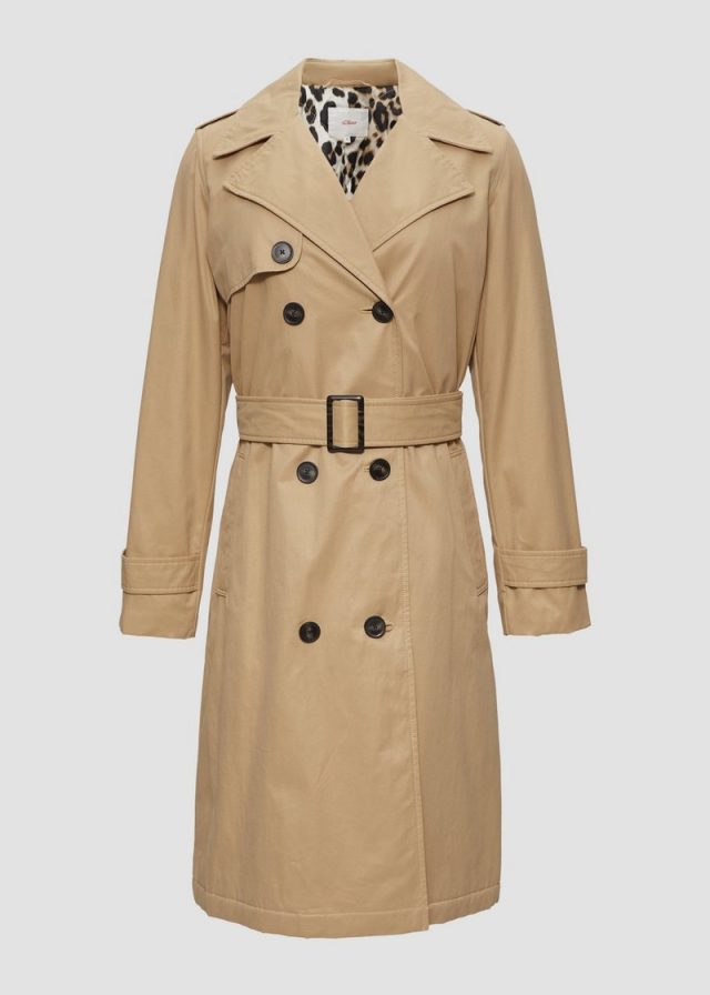 Wattierter Trenchcoat mit Innenprint