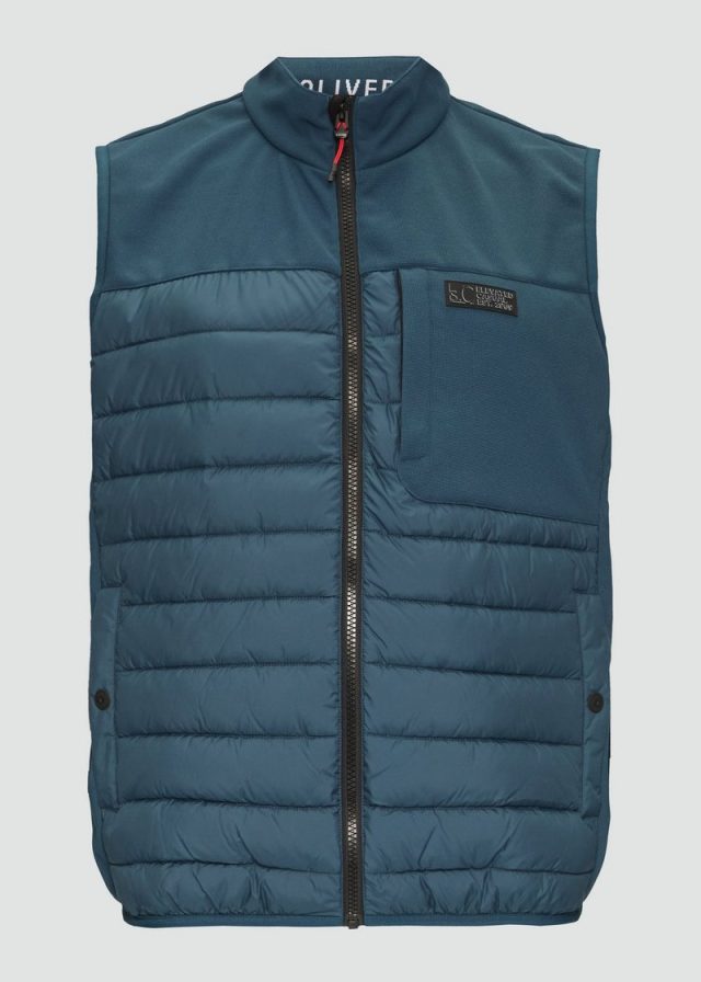 Pufferweste aus Softshell mit Kontrast-Details