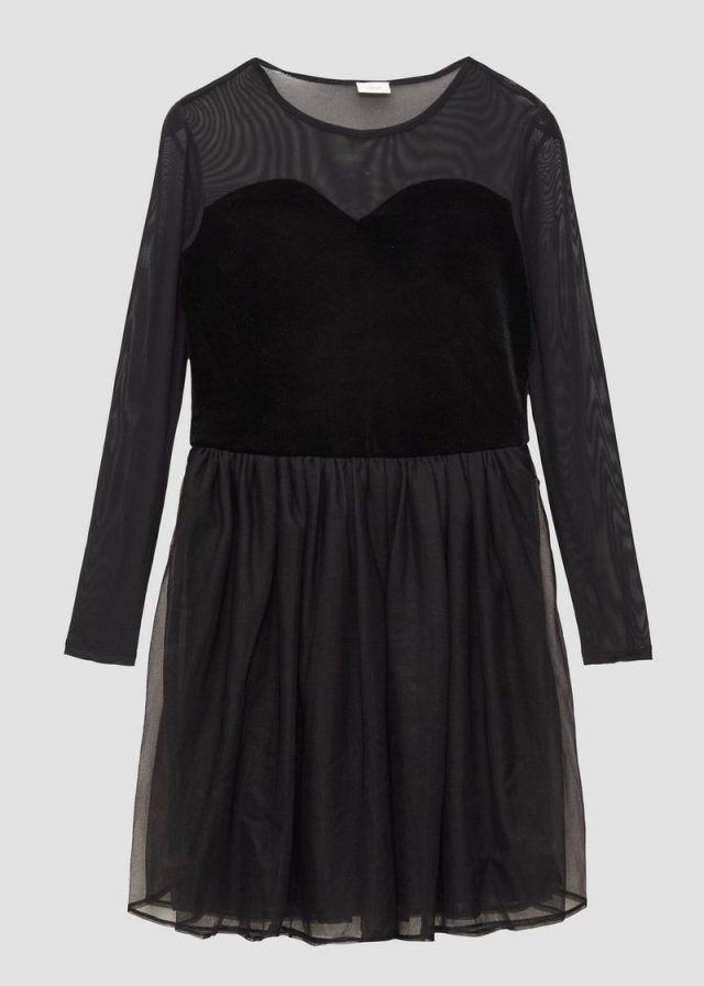 Meshkleid mit Glitter-Samt und Tüllrock