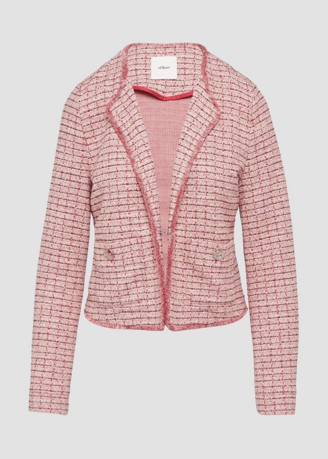 Bouclé-Jacke mit Fransen