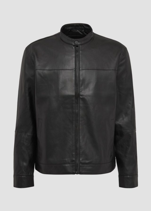Jacke aus Lederimitat mit Stehkragen