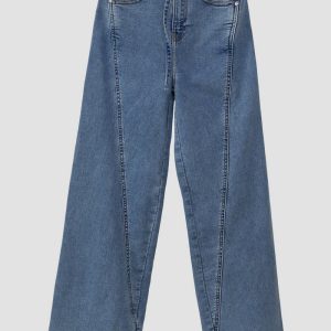 Jeans / Regular Fit / High Rise / Wide Leg / Waschung / Textilgürtel
