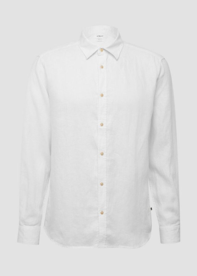 Regular Fit: Langarmhemd aus Leinen