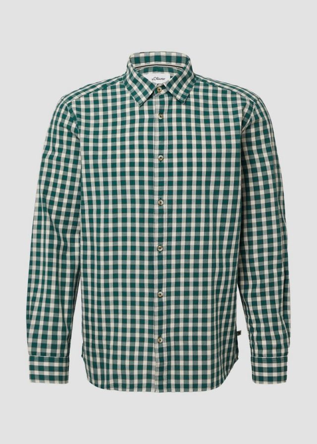 Regular Fit: Kariertes Baumwoll-Hemd mit Kentkragen