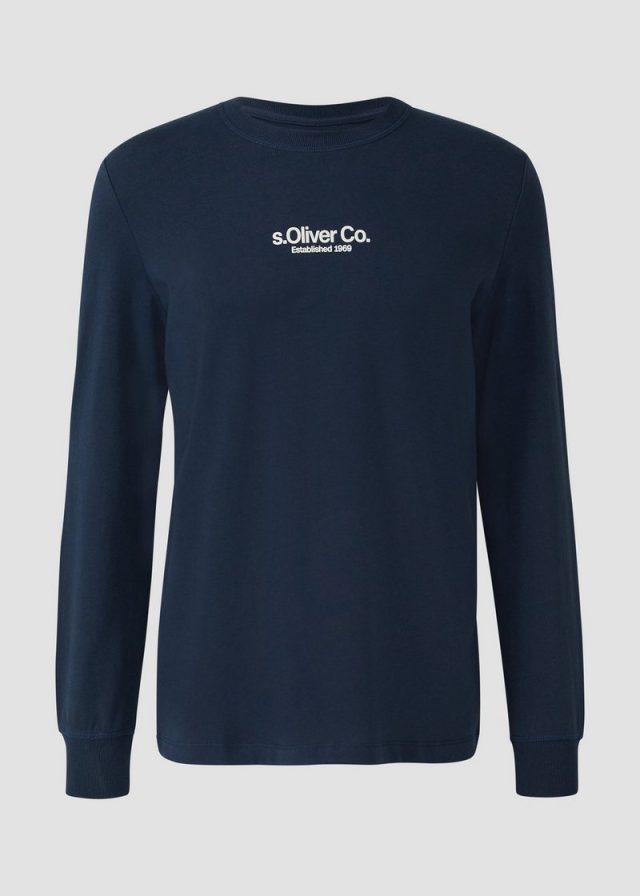 Longsleeve aus Baumwolle mit Rippbündchen und Logo