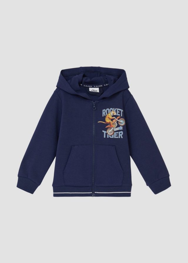 Sweatjacke aus Interlockjersey mit Frontprint