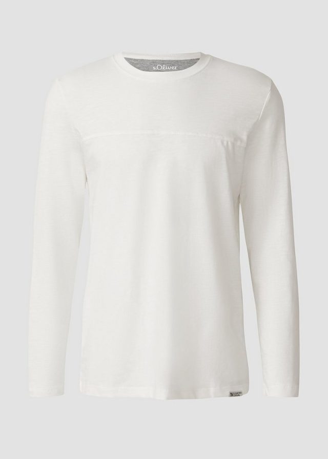 Flammgarn-Longsleeve mit Teilungsnaht und Label-Patch