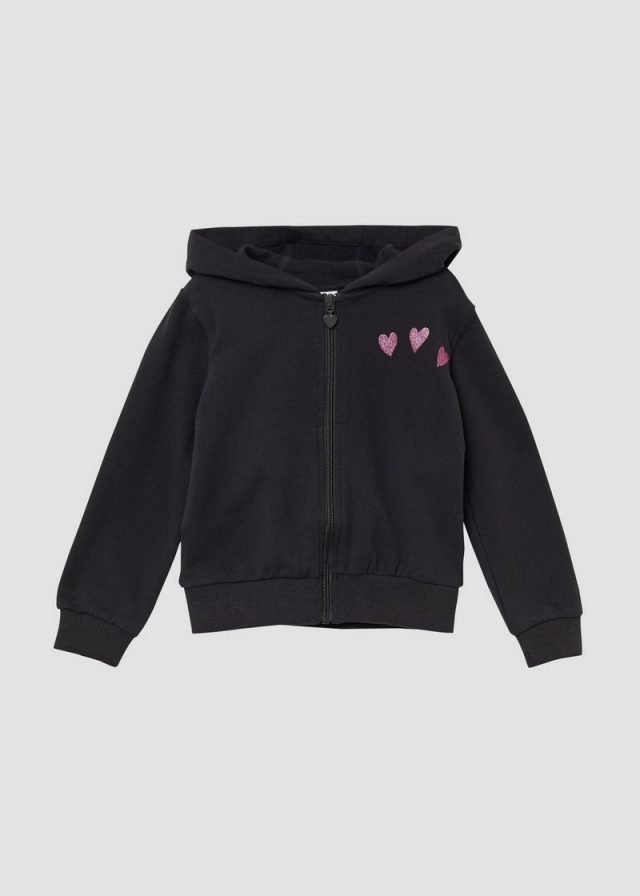 Kuschelige Sweatjacke mit glitzerndem Rückenprint