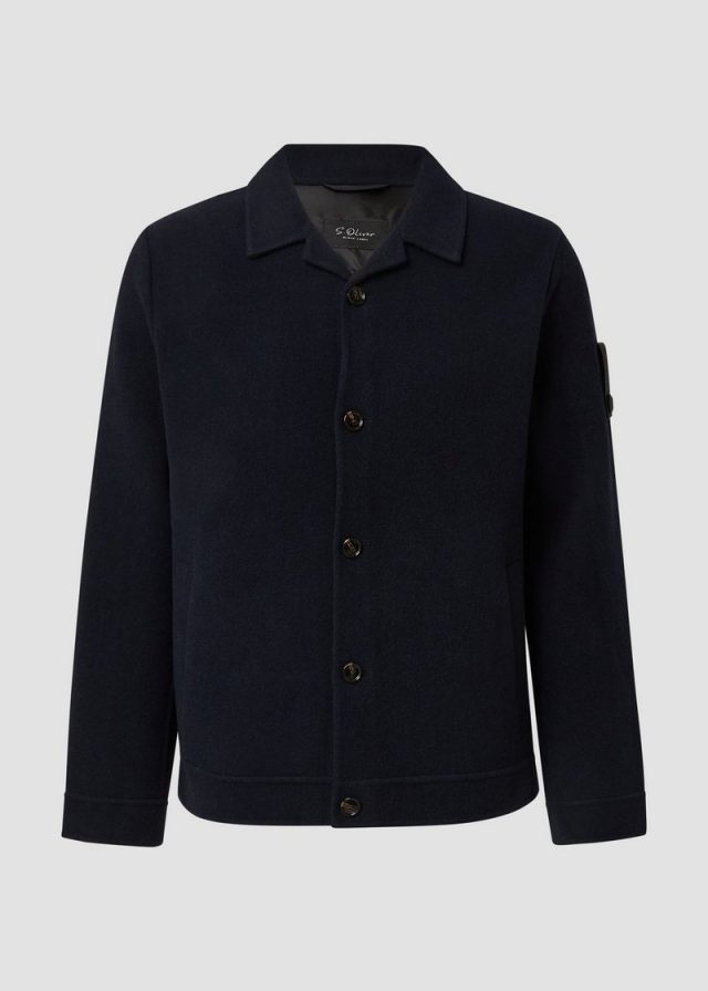 Softes Overshirt mit Wolle und Label-Patch