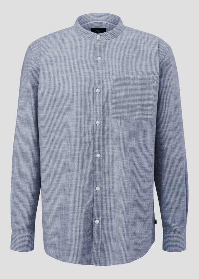 Regular Fit: Streifenhemd mit Flammgarnstruktur