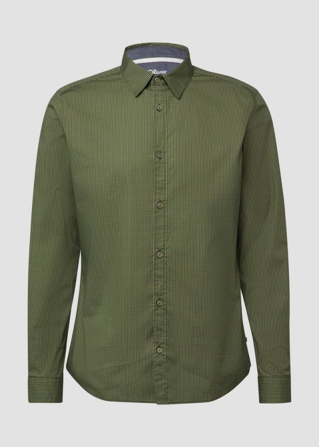 Slim Fit: Gemustertes Hemd mit Kentkragen