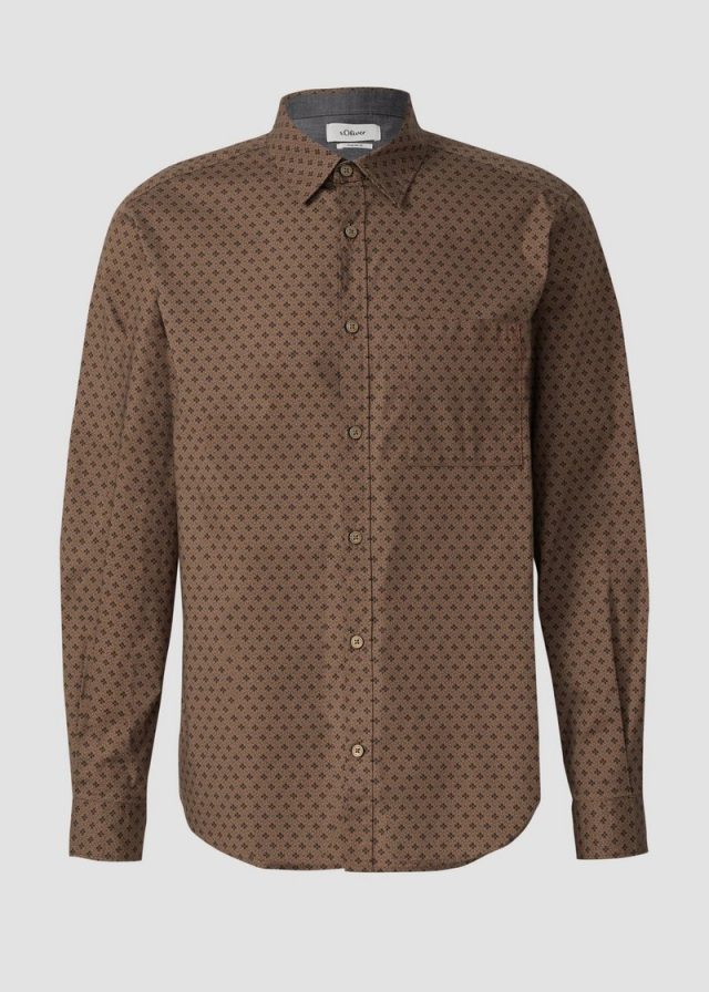 Regular Fit: Hemd mit Allover-Print und Brusttasche