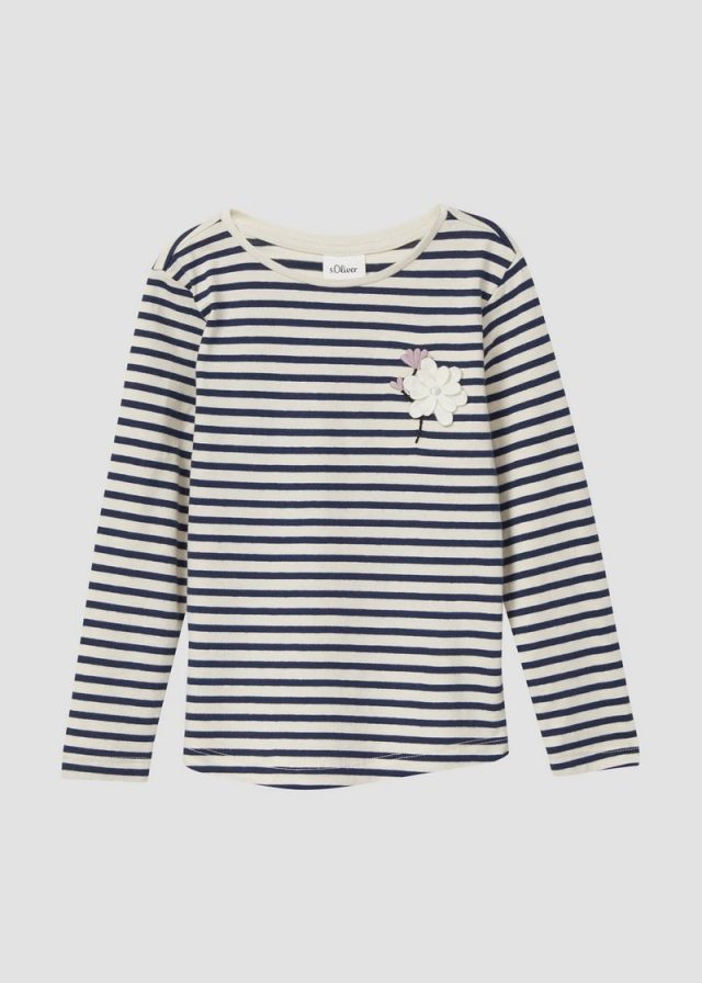 Jersey-Shirt mit langen Ärmeln und Stickerei-Detail