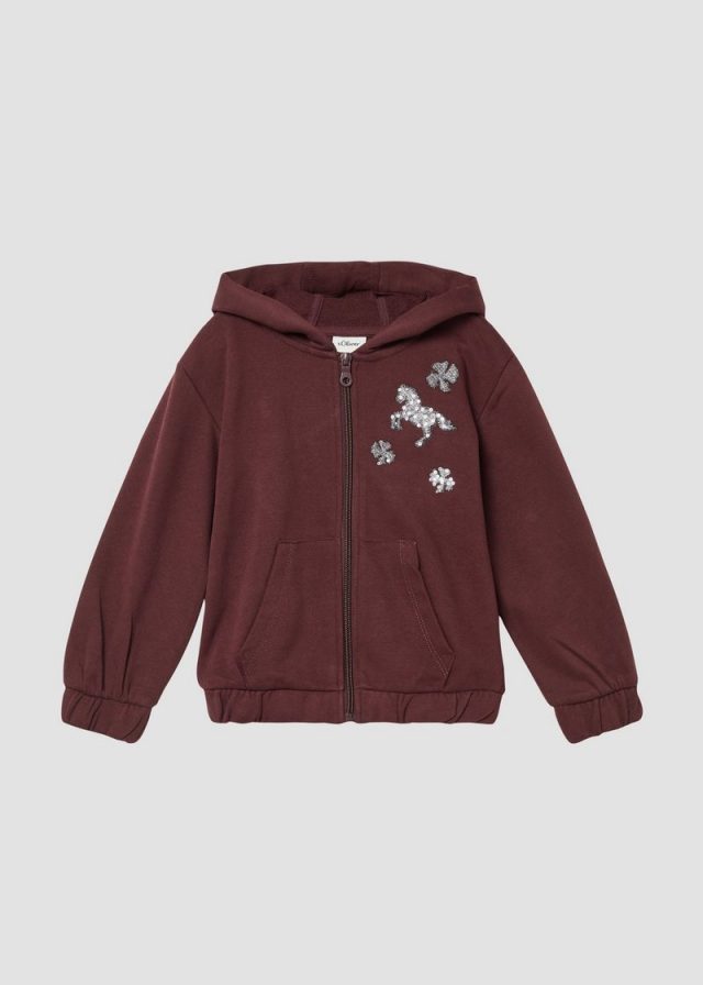 Sweatjacke mit Stickerei- und Pailetten-Details