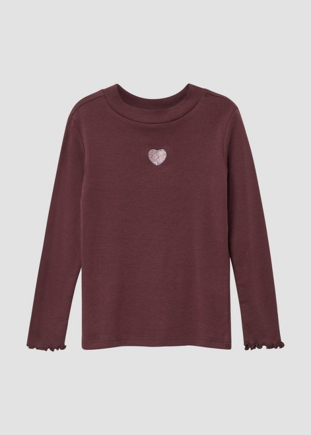 Longsleeve im Slim Fit mit Glitzergarn-Stickerei