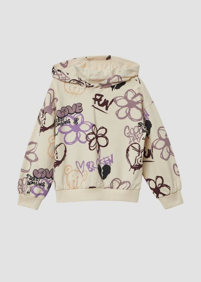 Hoodie mit All-over-Print im Graffiti-Stil