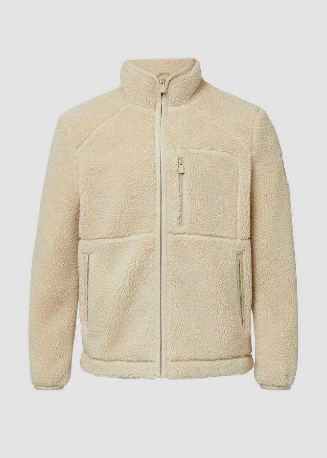 Gefütterte Jacke aus Teddy-Plüsch mit Zip-Details