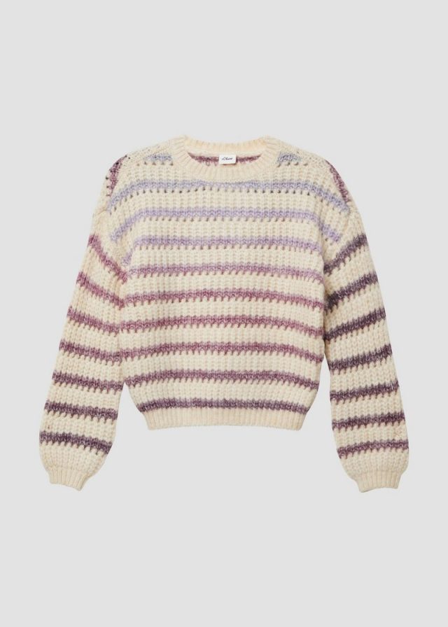 Gestreifter Grobstrickpullover im Loose Fit