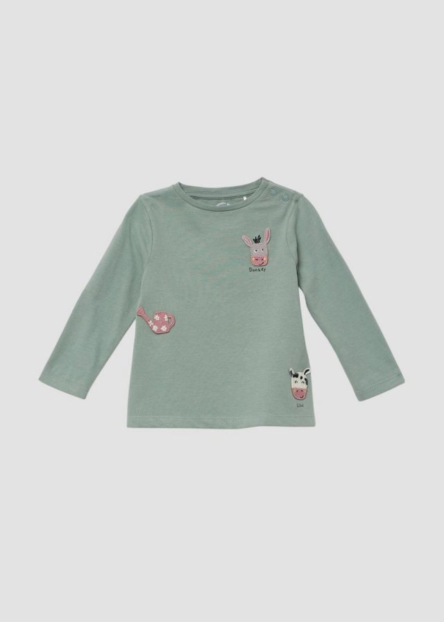 Longsleeve in A-Form mit gestickten Patches