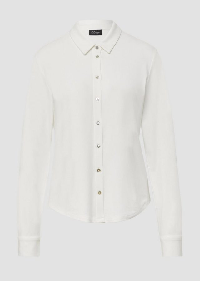 Jerseybluse mit Perlmuttknöpfen