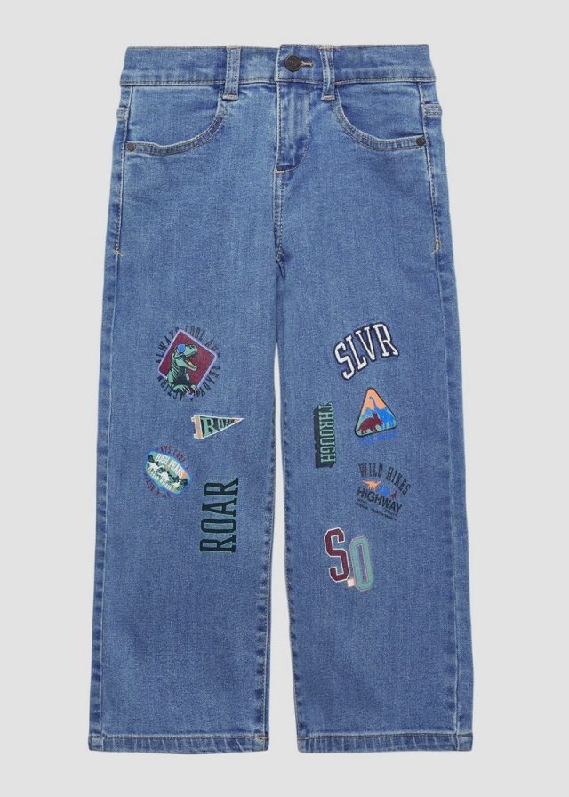 Jeans Baggy / Relaxed Fit / Mid Rise / Wide Leg / mit Stickerei und Print