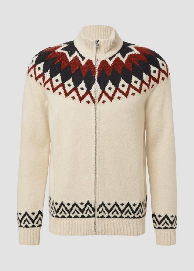 Strickjacke aus Wollmix im Norweger-Stil
