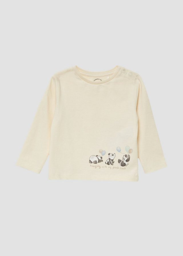 Baumwoll-Langarmshirt mit Panda-Motiv