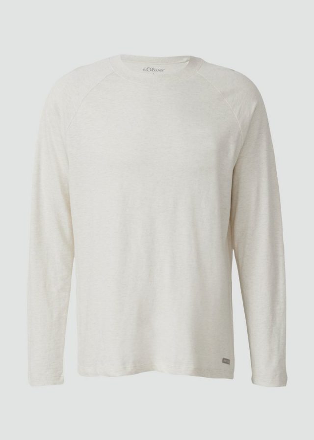 Meliertes Longsleeve aus reiner Baumwolle mit Raglanarm