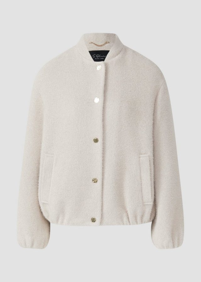 Flauschige Jacke im Relaxed Fit mit Stehkragen