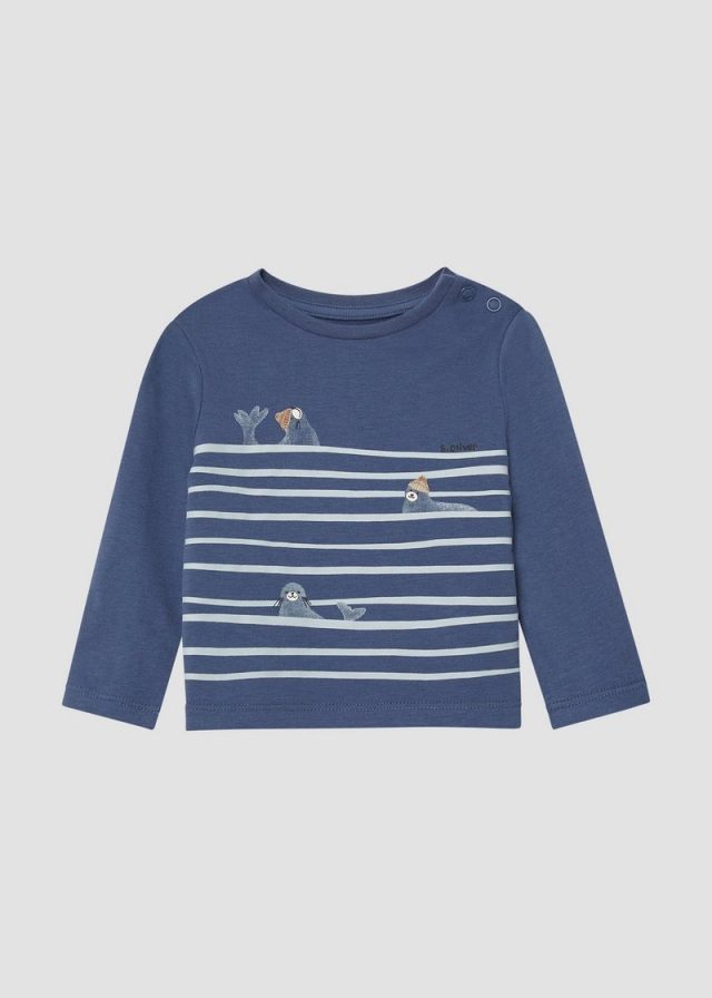 Langarm-Jersey-Shirt mit Frontprint