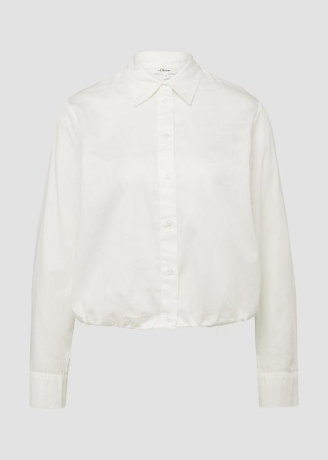 Baumwollsatin-Bluse mit Raffung