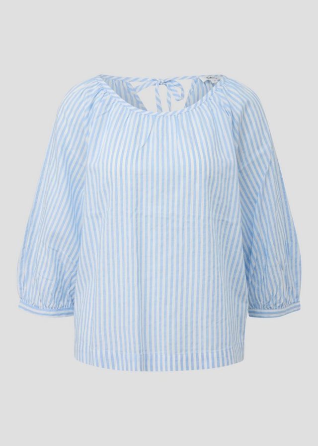 Bluse aus Baumwoll-Viskosemix mit Raffung