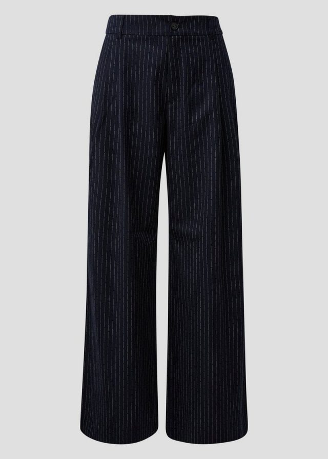 Nadelstreifenhose mit Kontraststreifen: High Rise / Extra Wide Leg