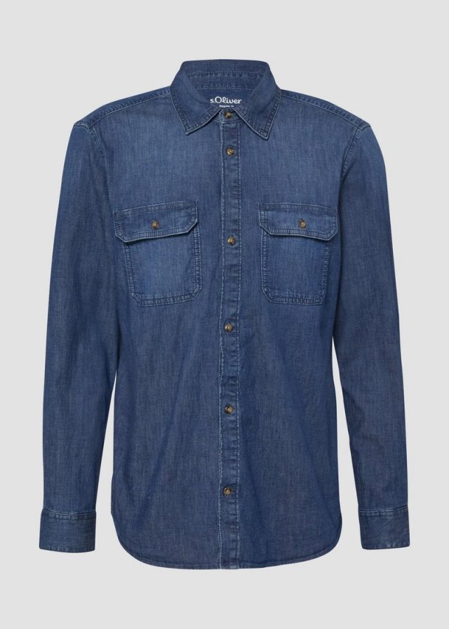 Regular Fit: Denimhemd aus reiner Baumwolle