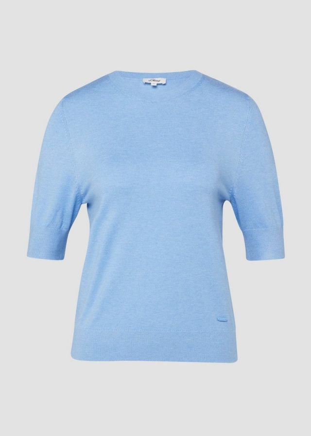 Weicher Kurzarm-Strickpullover aus Viskosemix