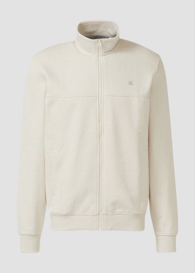 Sweatshirt-Jacke mit Stehkragen und Eingrifftaschen