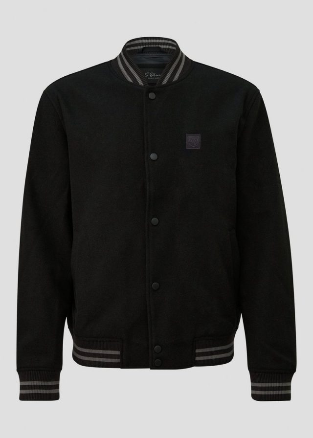 College-Jacke mit Rippbündchen und Logo-Patch