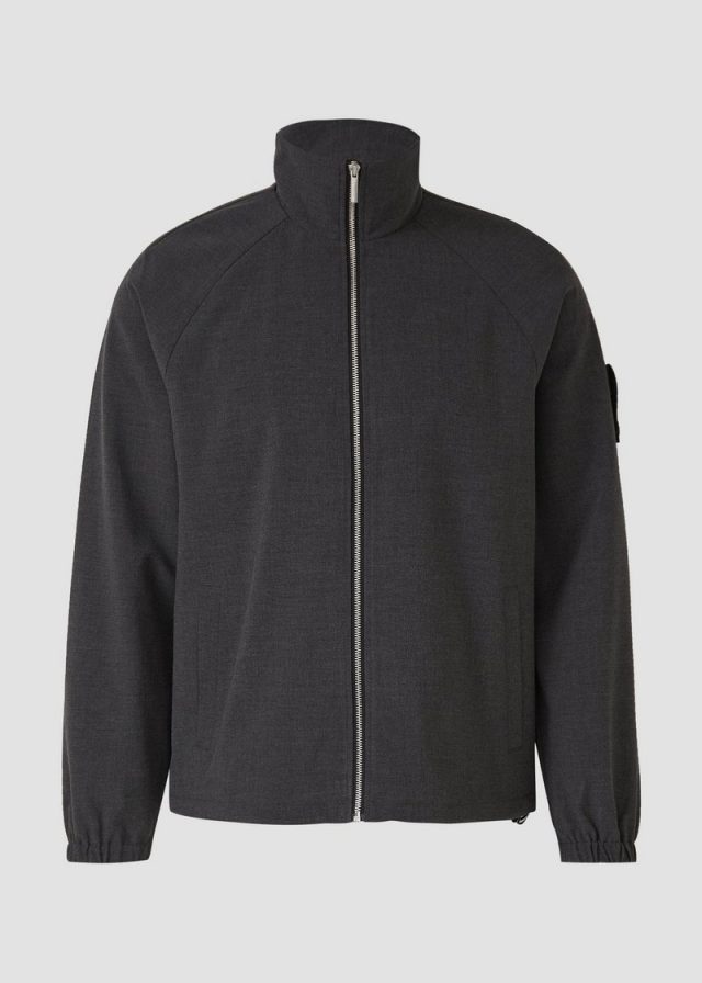 Sportive Raglan-Jacke aus meliertem Stretch-Gewebe