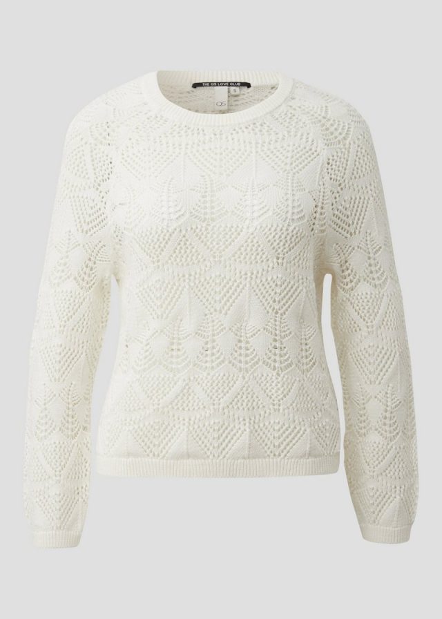 Baumwollpullover mit Ajourmuster