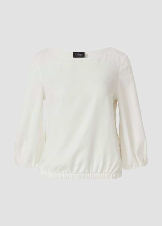 Modalmix-Bluse mit U-Boot-Ausschnitt und Gummibündchen