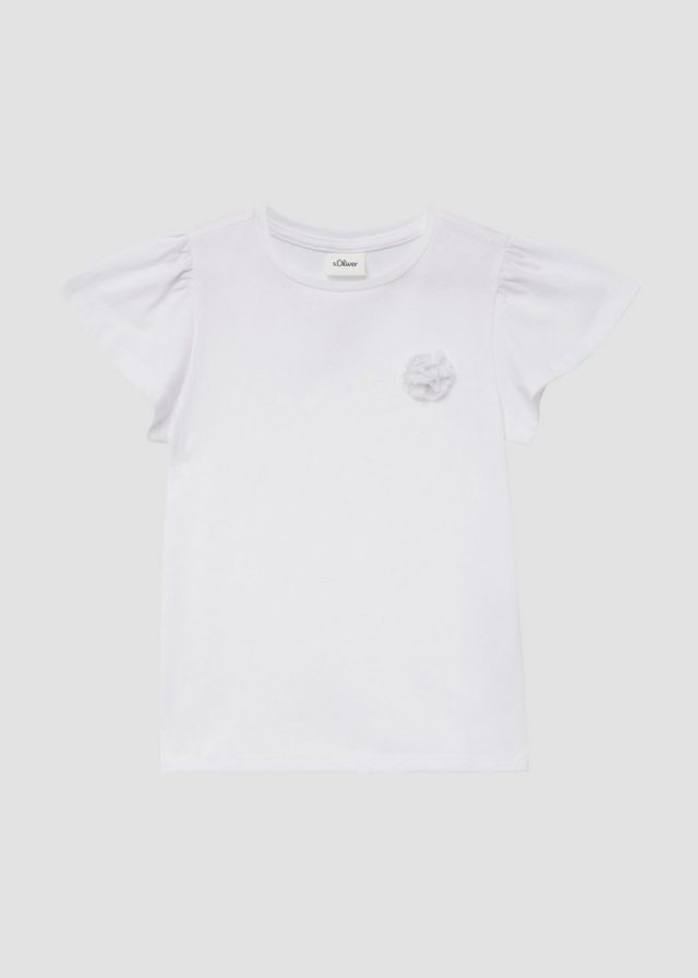 T-Shirt mit Volantärmeln und Applikation