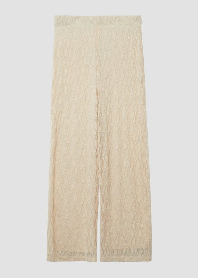 Wide-Leg-Hose aus Spitze mit Viskosefutter