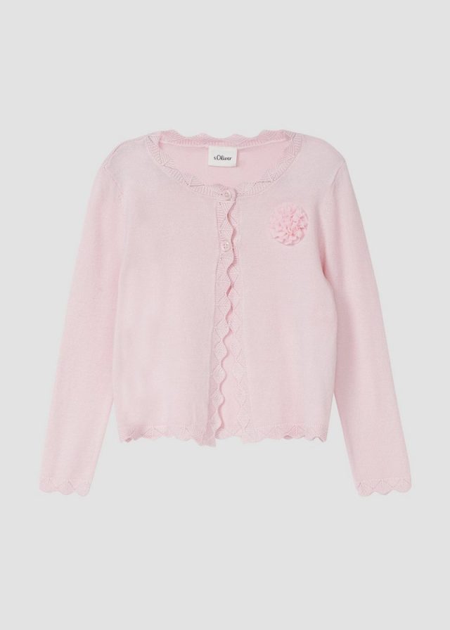 Feinstrickjacke mit Zierkante und Applikation