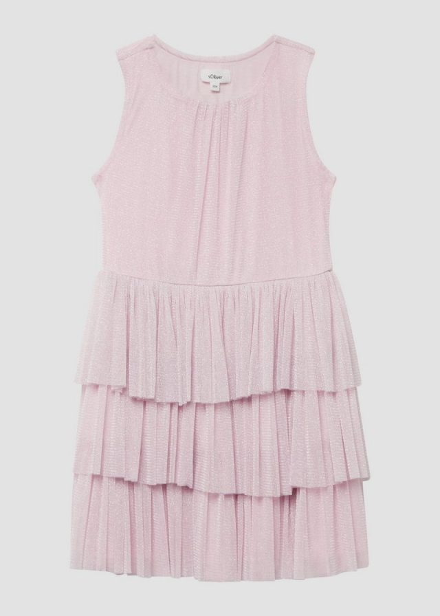 Kurzes Rüschenkleid aus schimmerndem Mesh-Stoff